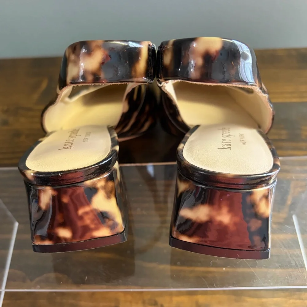 Kate Spade Brown Tortoise Square Toe Slingback Flats Women’s Size 6M